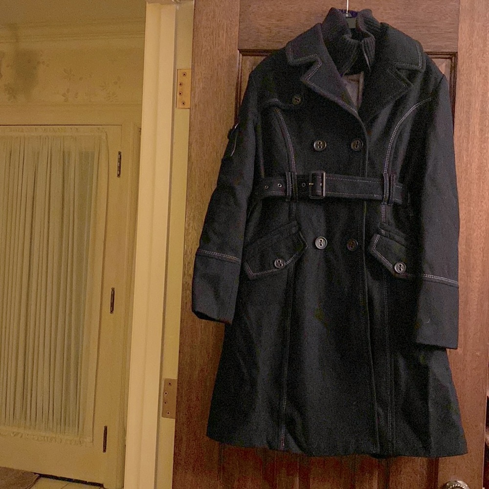 Large Miss Sixty’s blended wool peacoat.